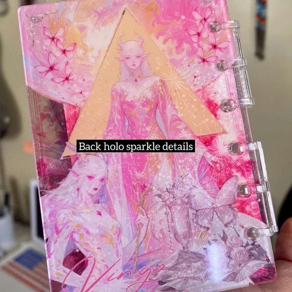 NEW Acrylic Binder Notebook Journal Zodiac Wicca Goth Princess Diary A7 Shaker